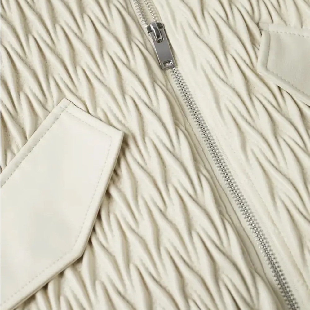 Mango Cropped Textured Bomber Jacket - Picture 6 of 9